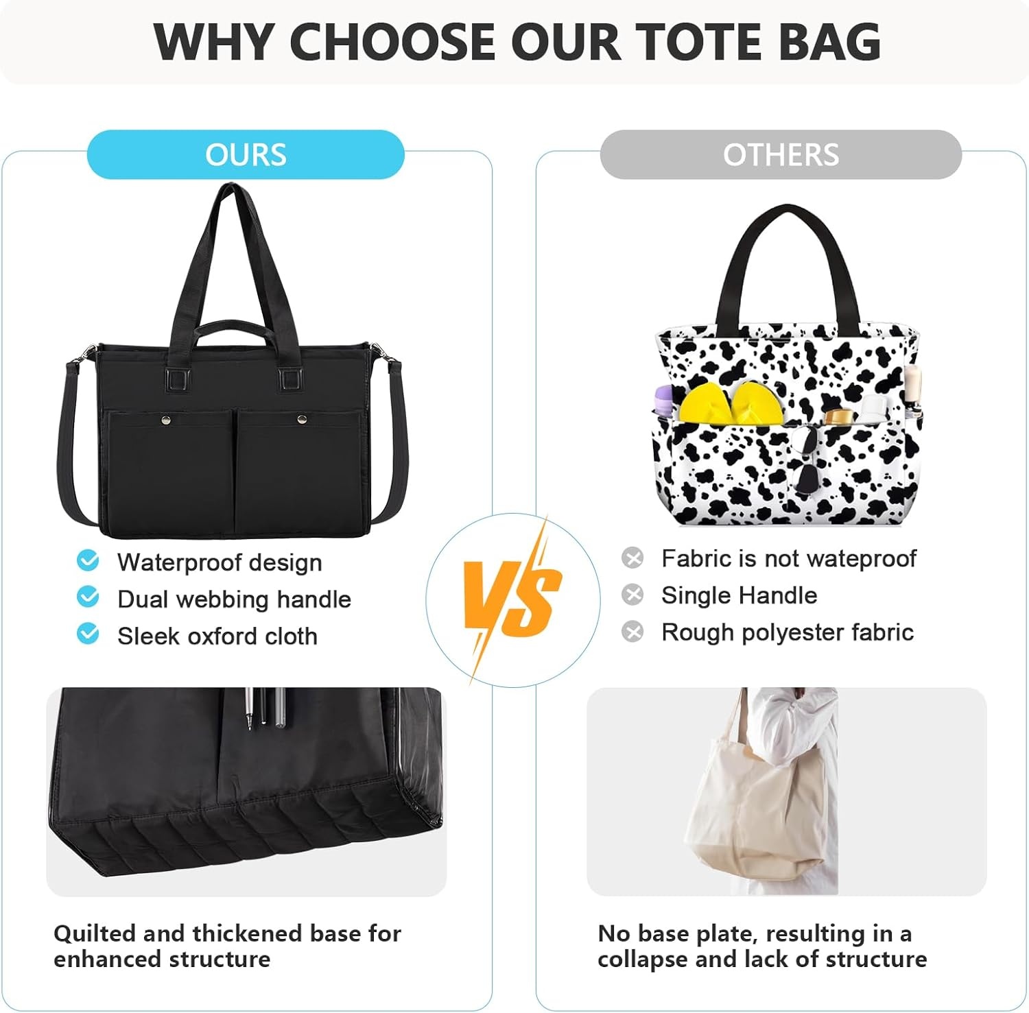 image:imageLarge Tote Bag for Women Embroidery Handbags for Women Weekender HandbagsBlack