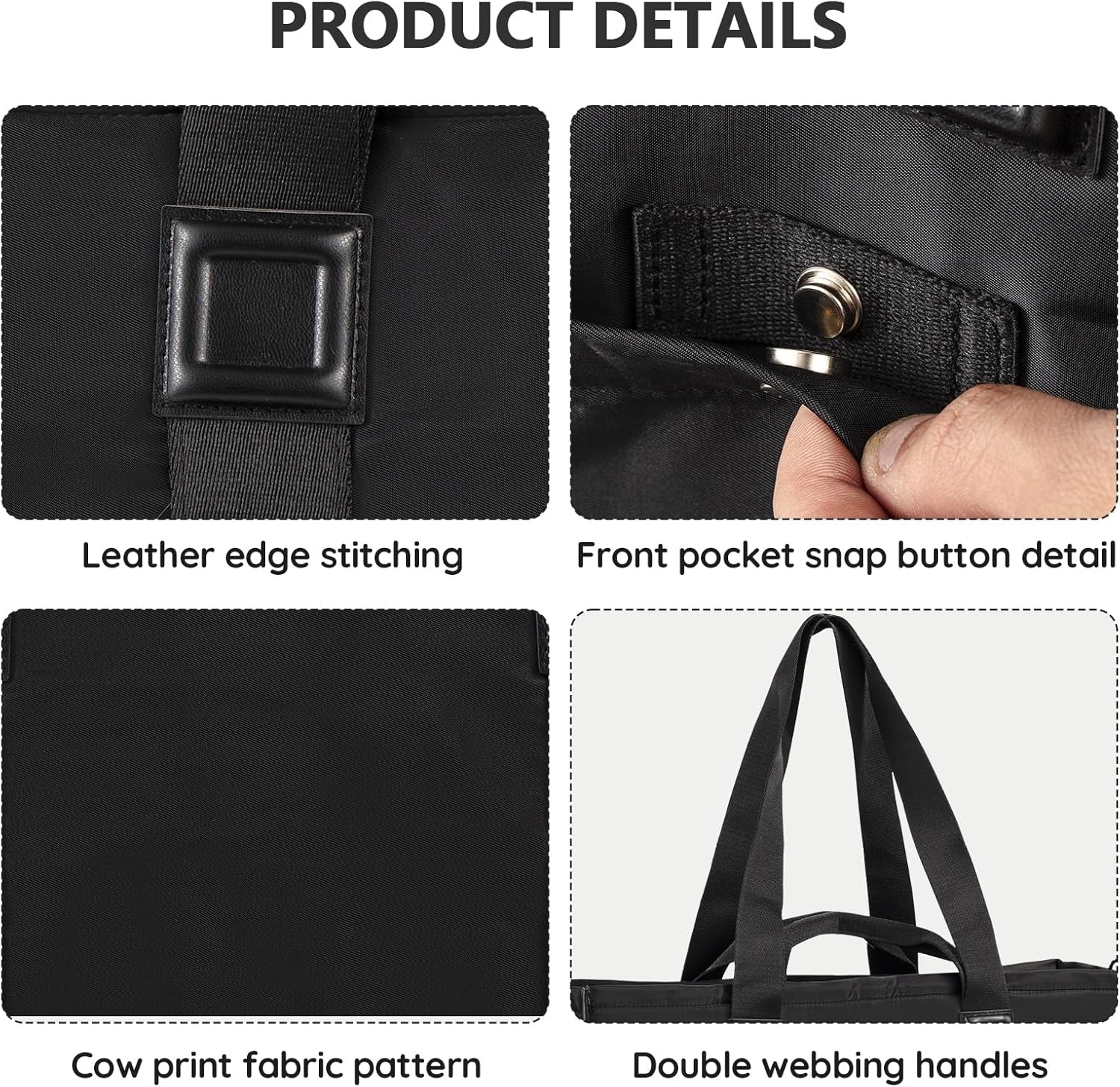 image:imageLarge Tote Bag for Women Embroidery Handbags for Women Weekender HandbagsBlack