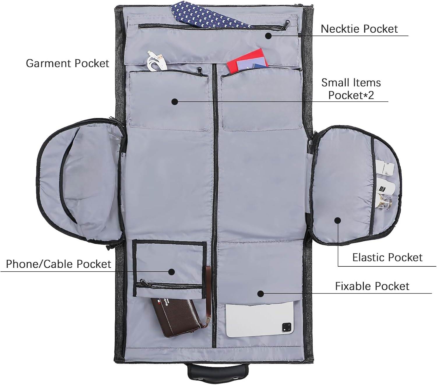 image:imageVomgomfom 45L Foldable Garment Bag with Removable Backpack amp Shoulder StrapsBusiness Travel Suit Bag with Separate Shoe CompartmentBlackBlack