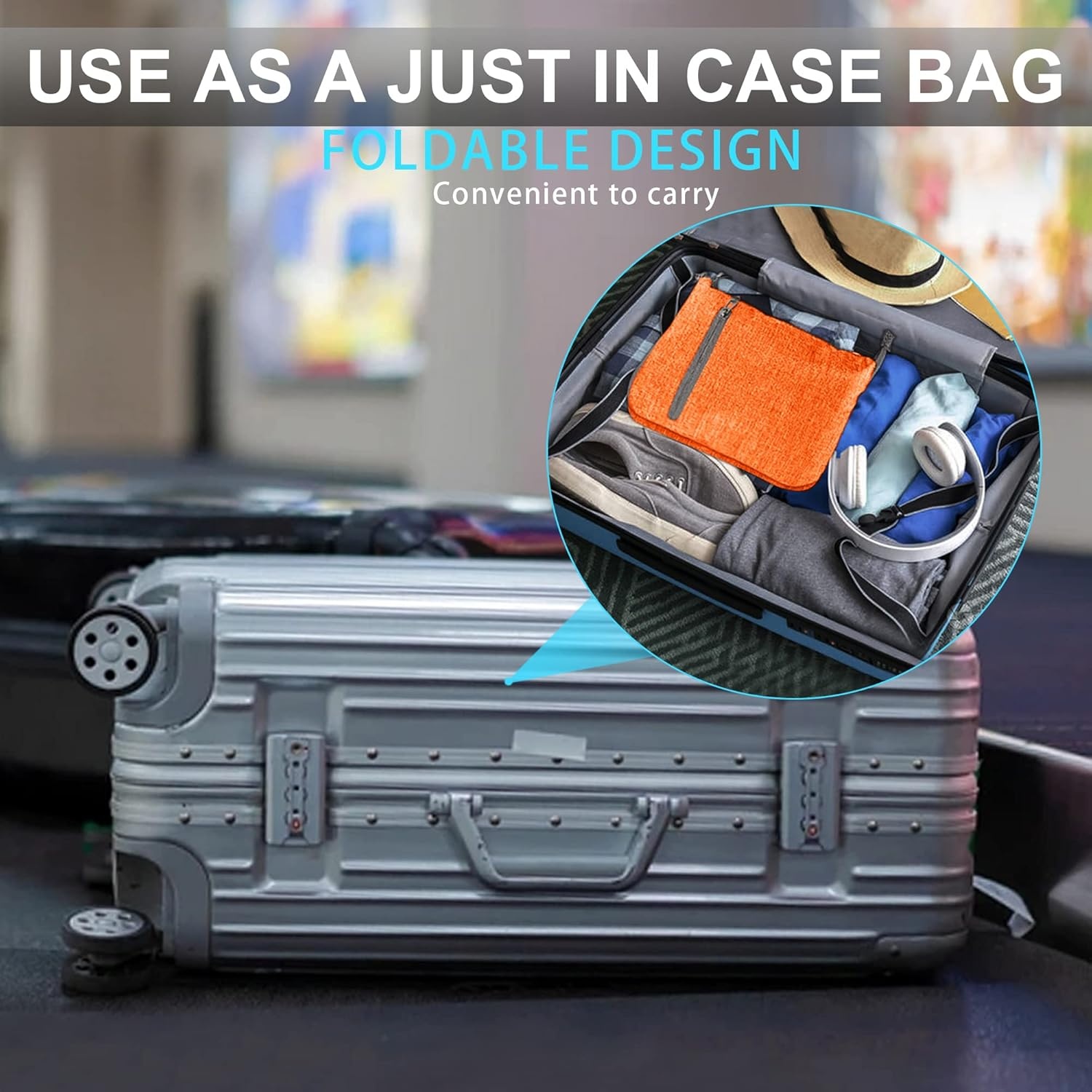 image:imageVomgomfom 65L85L115L Foldable Travel Duffle Bag Lightweight Checked Luggage with Shoe Compartment WaterResistant Weekender Overnight Bag for Men amp WomenL Orange