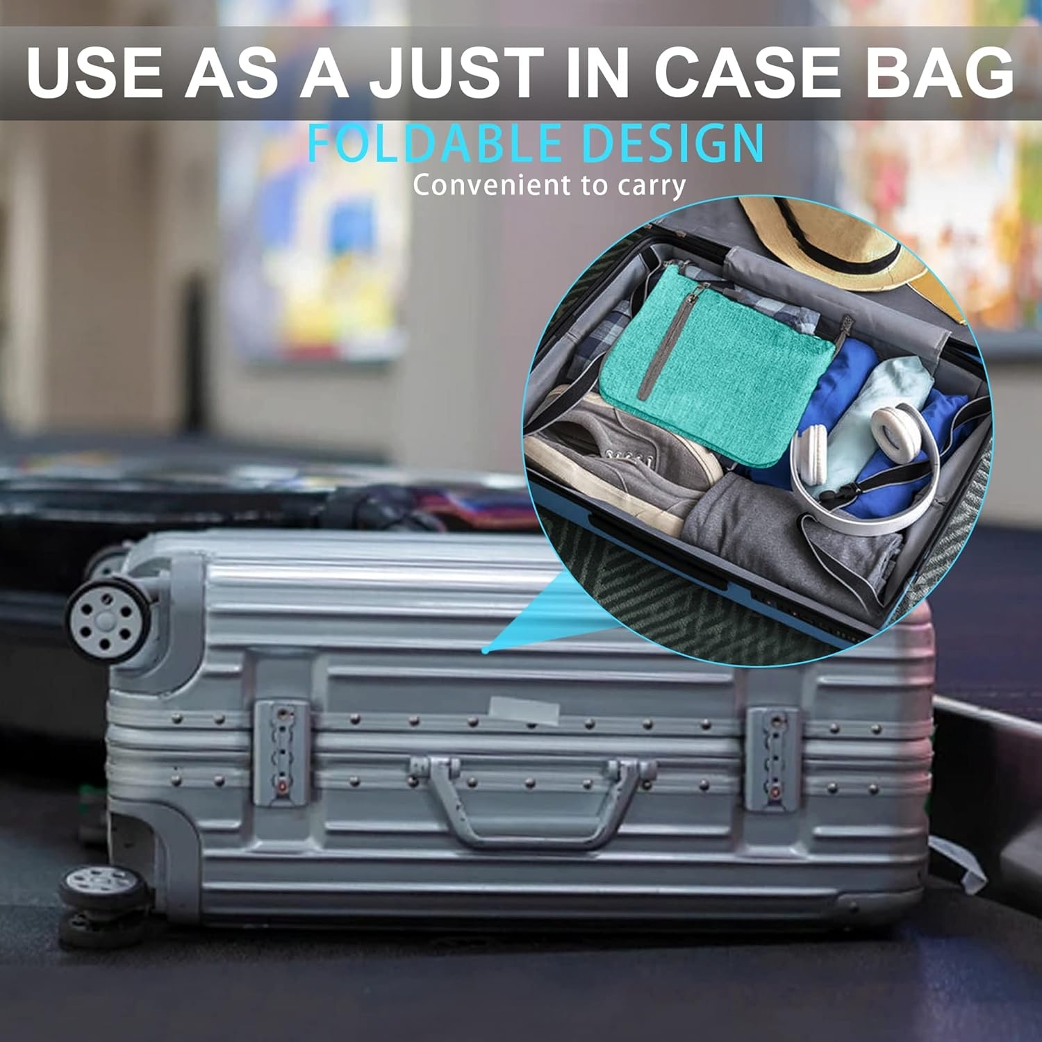 image:imageVomgomfom 65L85L115L Foldable Travel Duffle Bag Lightweight Checked Luggage with Shoe Compartment WaterResistant Weekender Overnight Bag for Men amp WomenG Mint Green