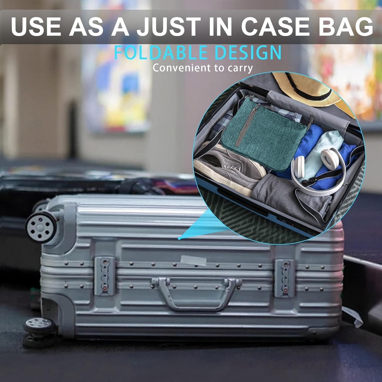 image:imageVomgomfom 65L85L115L Foldable Travel Duffle Bag Lightweight Checked Luggage with Shoe Compartment WaterResistant Weekender Overnight Bag for Men amp WomenF Green