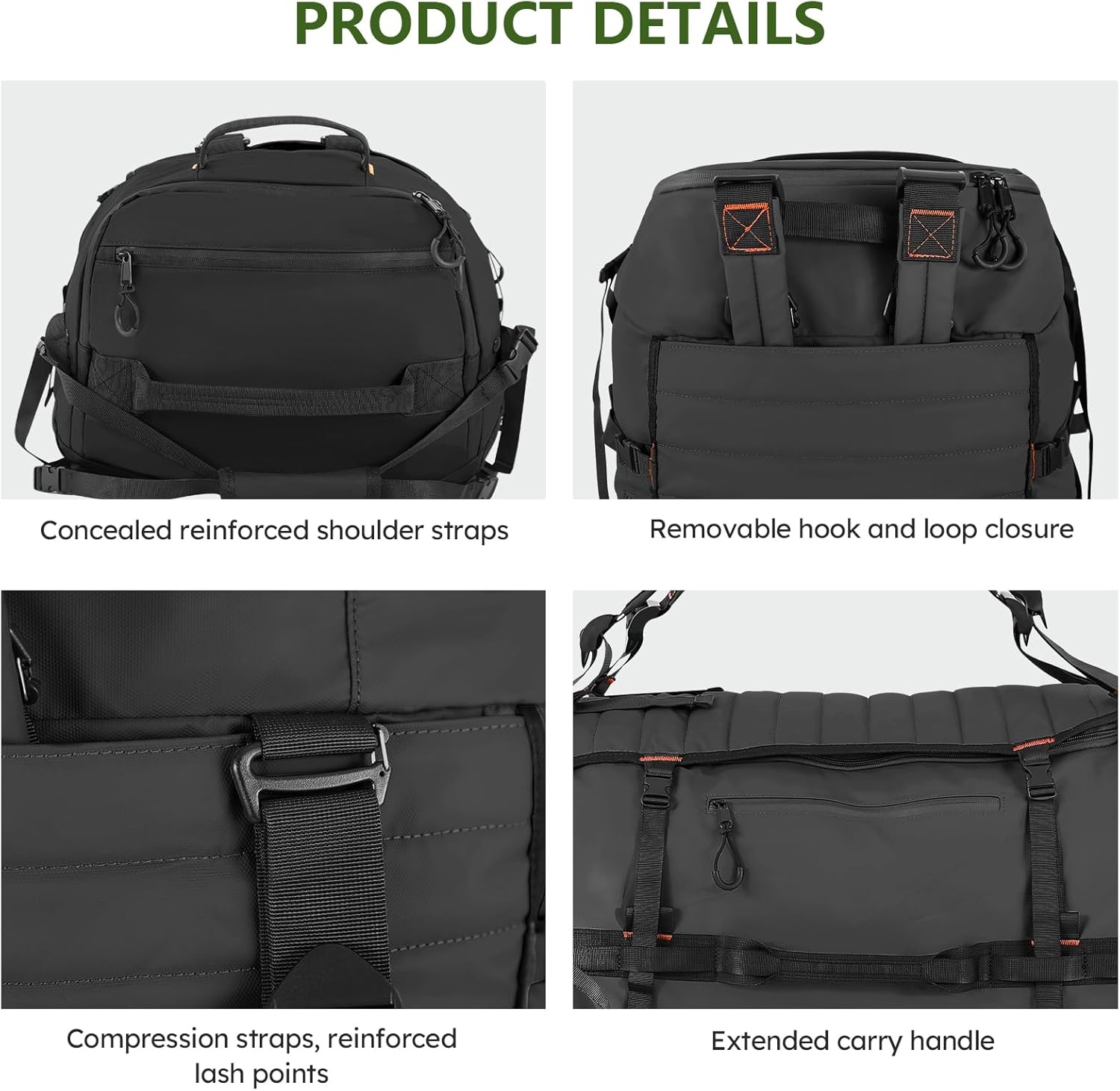 image:imageVomgomfom 86L Foldable Duffle Bag with Wheels Waterproof Rolling Travel Bag Collapsible Luggage No Telescopic Handle for Men Women Camping Sports Weekend TripsRedBlack