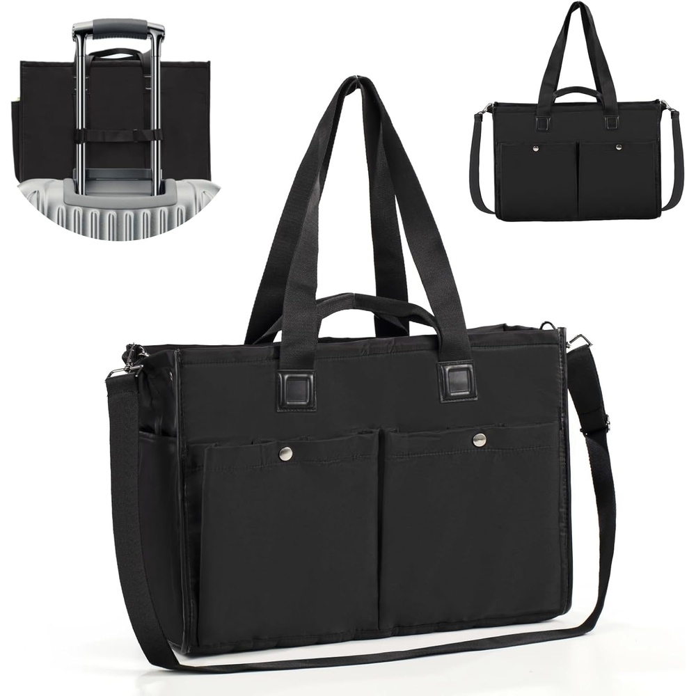 image:imageLarge Tote Bag for Women Embroidery Handbags for Women Weekender HandbagsBlack