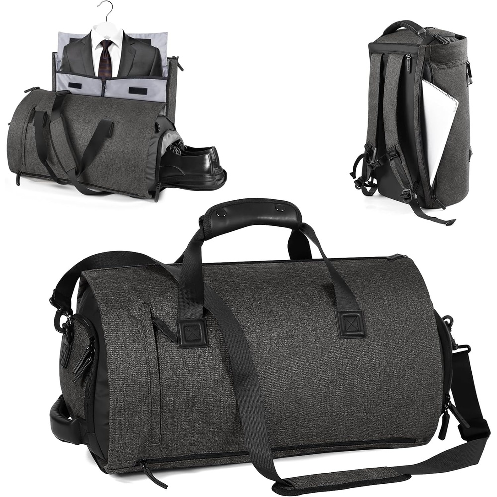 image:imageVomgomfom 45L Foldable Garment Bag with Removable Backpack amp Shoulder StrapsBusiness Travel Suit Bag with Separate Shoe CompartmentBlackBlack