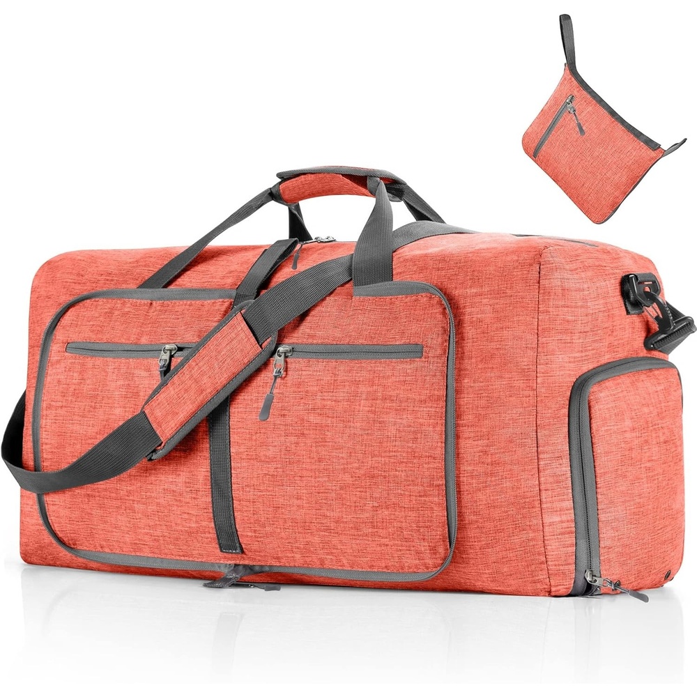 image:imageVomgomfom 65L85L115L Foldable Travel Duffle Bag Lightweight Checked Luggage with Shoe Compartment WaterResistant Weekender Overnight Bag for Men amp WomenN Pink