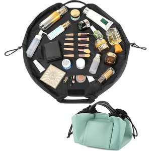 image:imageVomgomfom 20 inch Drawstring Makeup Bag Open FlatWaterproof Magic Cosmetic Pouch for Women IBlueIBlue