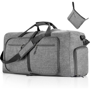 image:imageVomgomfom 65L85L115L Foldable Travel Duffle Bag Lightweight Checked Luggage with Shoe Compartment WaterResistant Weekender Overnight Bag for Men amp WomenA Gray