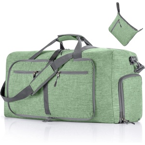 image:imageVomgomfom 65L85L115L Foldable Travel Duffle Bag Lightweight Checked Luggage with Shoe Compartment WaterResistant Weekender Overnight Bag for Men amp WomenH Light Green