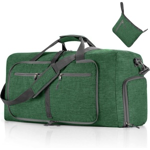 image:imageVomgomfom 65L85L115L Foldable Travel Duffle Bag Lightweight Checked Luggage with Shoe Compartment WaterResistant Weekender Overnight Bag for Men amp WomenE Deep Green