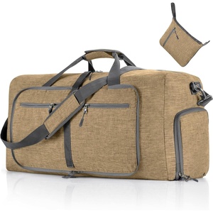 image:imageVomgomfom 65L85L115L Foldable Travel Duffle Bag Lightweight Checked Luggage with Shoe Compartment WaterResistant Weekender Overnight Bag for Men amp WomenD Brown