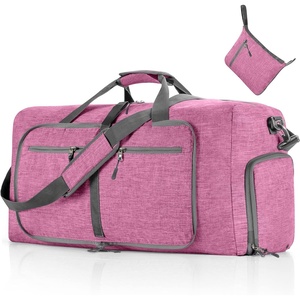 image:imageVomgomfom 65L85L115L Foldable Travel Duffle Bag Lightweight Checked Luggage with Shoe Compartment WaterResistant Weekender Overnight Bag for Men amp WomenJ Light Purple