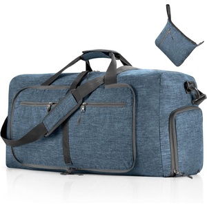 image:imageVomgomfom 65L85L115L Foldable Travel Duffle Bag Lightweight Checked Luggage with Shoe Compartment WaterResistant Weekender Overnight Bag for Men amp WomenC Blue