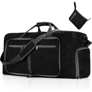 image:imageVomgomfom 65L85L115L Foldable Travel Duffle Bag Lightweight Checked Luggage with Shoe Compartment WaterResistant Weekender Overnight Bag for Men amp WomenBlack