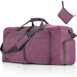 image:imageVomgomfom 65L85L115L Foldable Travel Duffle Bag Lightweight Checked Luggage with Shoe Compartment WaterResistant Weekender Overnight Bag for Men amp WomenI Purple