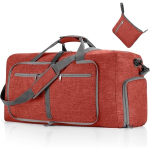 image:imageVomgomfom 65L85L115L Foldable Travel Duffle Bag Lightweight Checked Luggage with Shoe Compartment WaterResistant Weekender Overnight Bag for Men amp WomenO Red