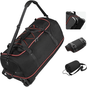 image:imageVomgomfom Wheeled Collapsible Duffel Bag110L140L Expandable Checked Luggage NoTelescopicHandle with AntiBurst Zipper amp Reinforced FrameBlackredBlackred