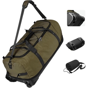 image:imageVomgomfom Wheeled Collapsible Duffel Bag110L140L Expandable Checked Luggage NoTelescopicHandle with AntiBurst Zipper amp Reinforced FrameBlackredMilitary green